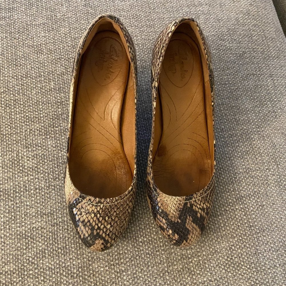 Clarks Snakeskin Wedges